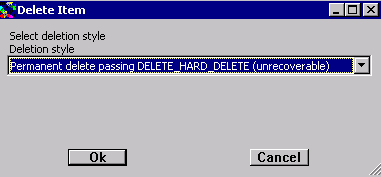 Select the Permanent delete passing DELETE_HARD_DELETE (unrecoverable) option under Deletion style.
