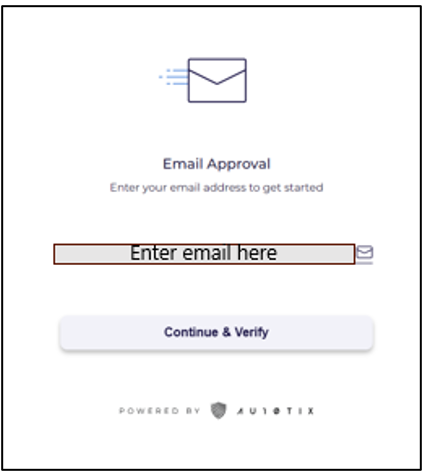 Screenshot of the AU10TIX Email Approval page.