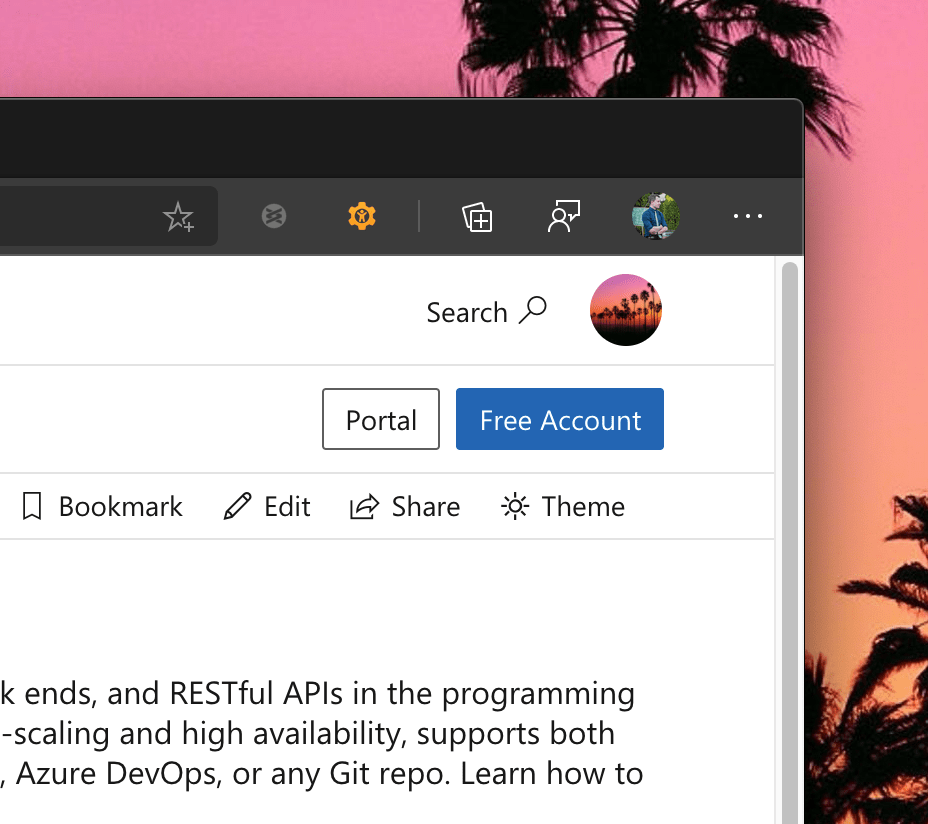 Important product links shown in the new header on docs.microsoft.com.
