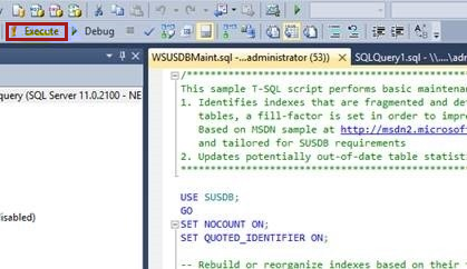 Screenshot of executing the SQL statement.