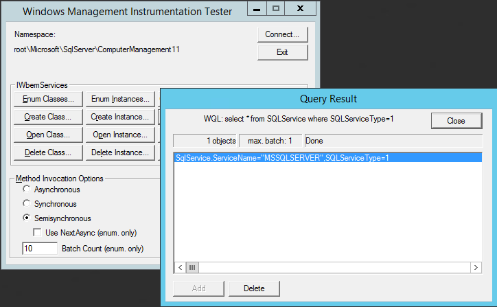 Run a query to see whether you receive a WMI error or output.