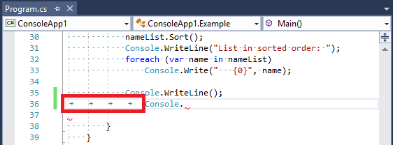 Screenshot showing the Tab key adds Tab character.