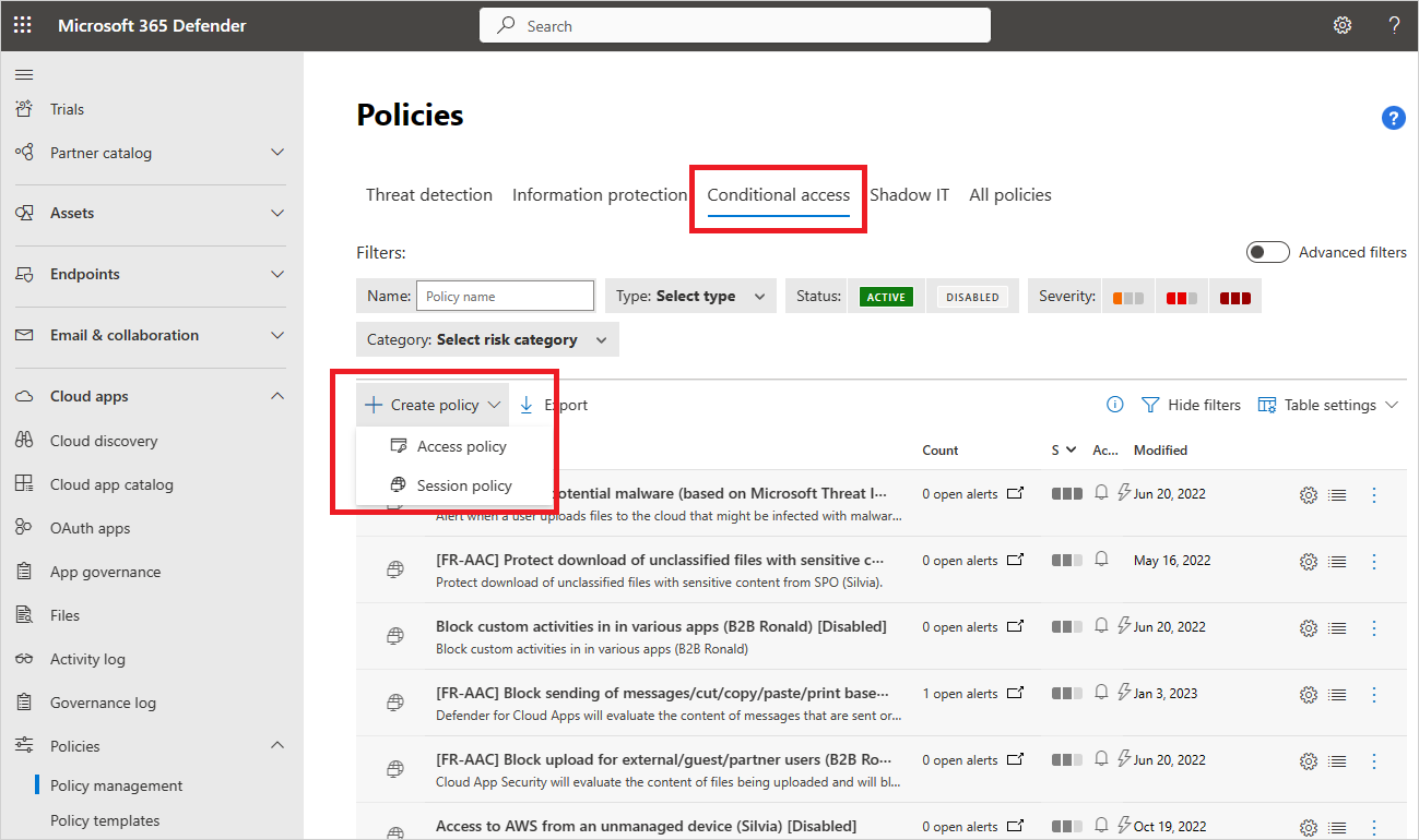 Create a Conditional access policy.