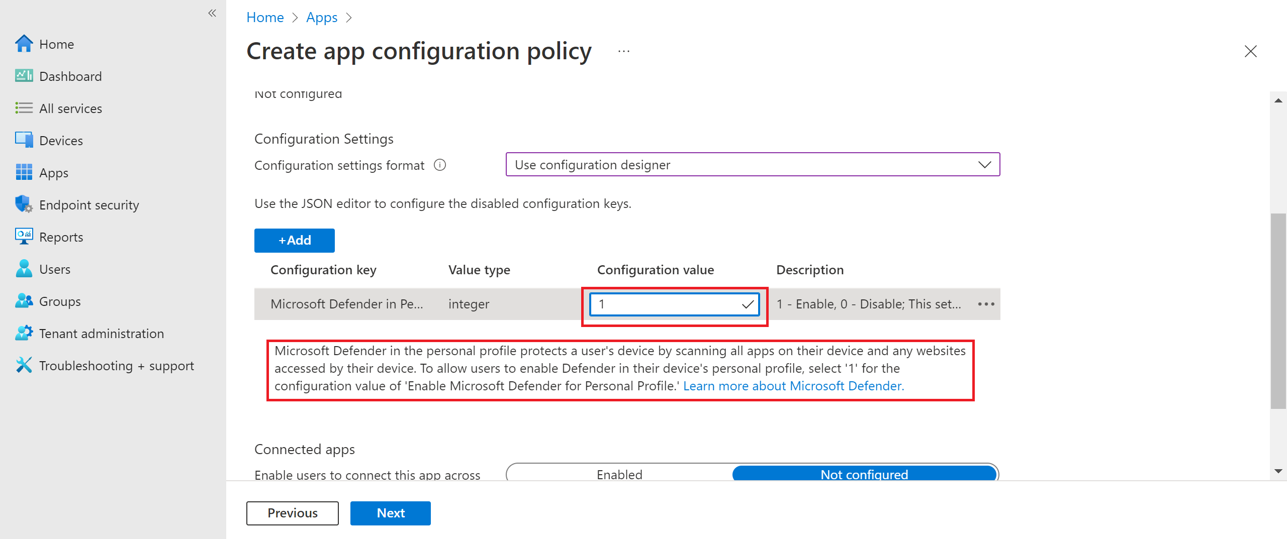 Image of changing config value.