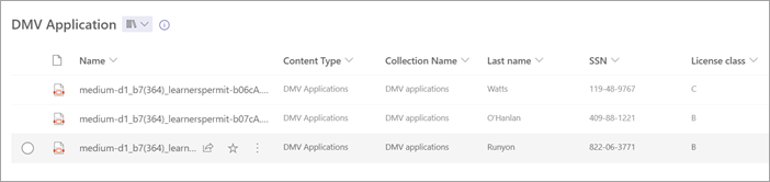 Screenshot showing the document library view.