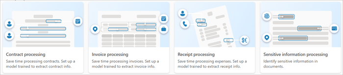 Screenshot of the Options for model creation page showing the prebuilt model options.