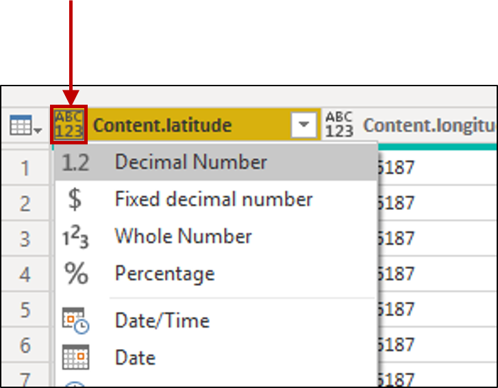 Change data types Change data types