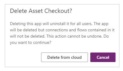 Screenshot of the Delete from cloud option.