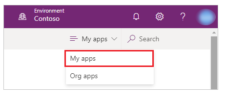 Screenshot of the Apps filter near the upper-right corner.