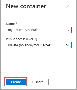 Screen capture of the Select Export option when creating a new container.