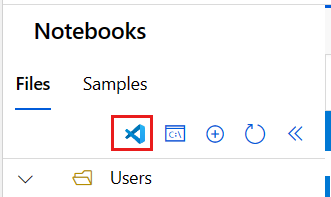 Screenshot that shows the VS Code (Web) button above the **Files** list.