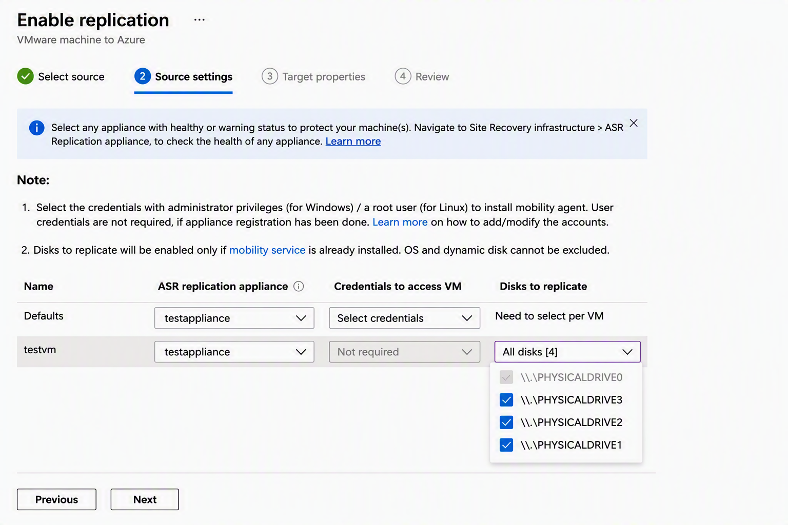 Screenshot showing Source settings.