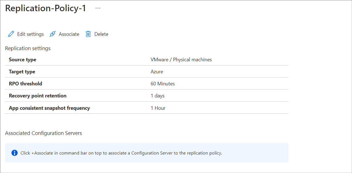 Screenshot of the option to associate a configuration server.