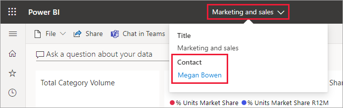 Screenshot of the dropdown menu showing the dataset owner.
