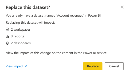 Screenshot showing the impact analysis message.