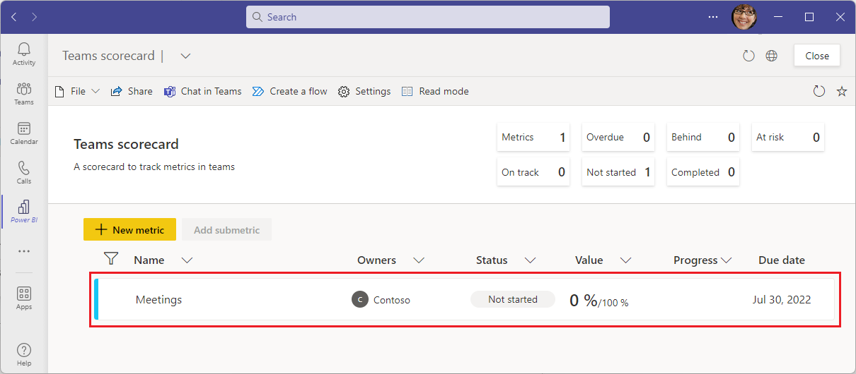 Screenshot of how to save your new metric.
