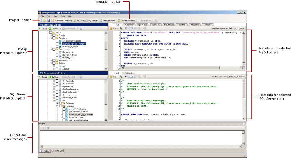 SSMA for MySQL Graphical User Interface SSMA for MySQL Graphical User Interface