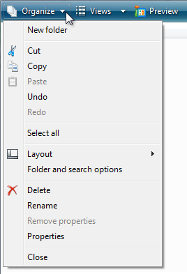 screen shot of menu items with and without icons