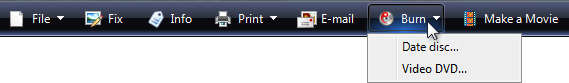 screen shot of toolbar menu with drop-down menu