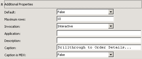 Additional Properties box Additional Properties settings