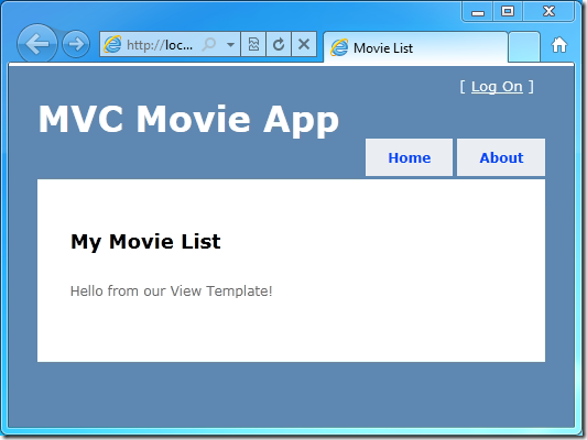 Screenshot that shows the My Movie List in the M V C Movie App.