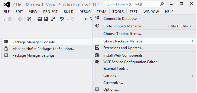 Screenshot of the Package Manager Console window.