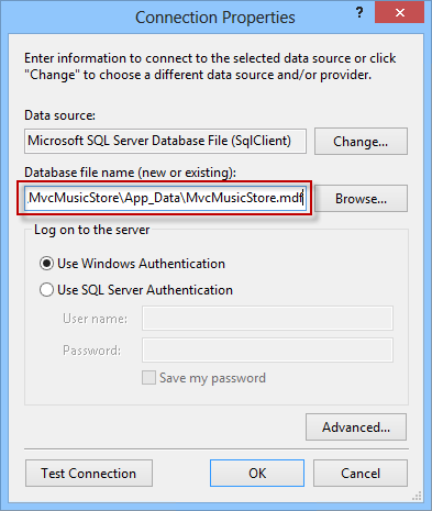 Connection properties Connection properties