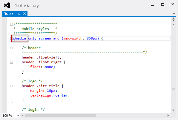 Locating the media query