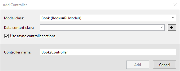 Image of add controller dialog box