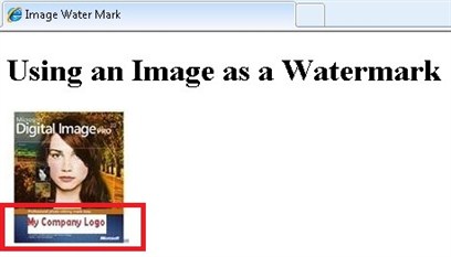 [Screenshot shows the Using an Image as a Watermark page.]