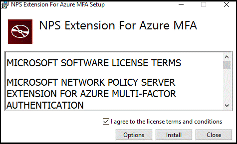 The "NPS Extension for Microsoft Entra multifactor authentication Setup" window
