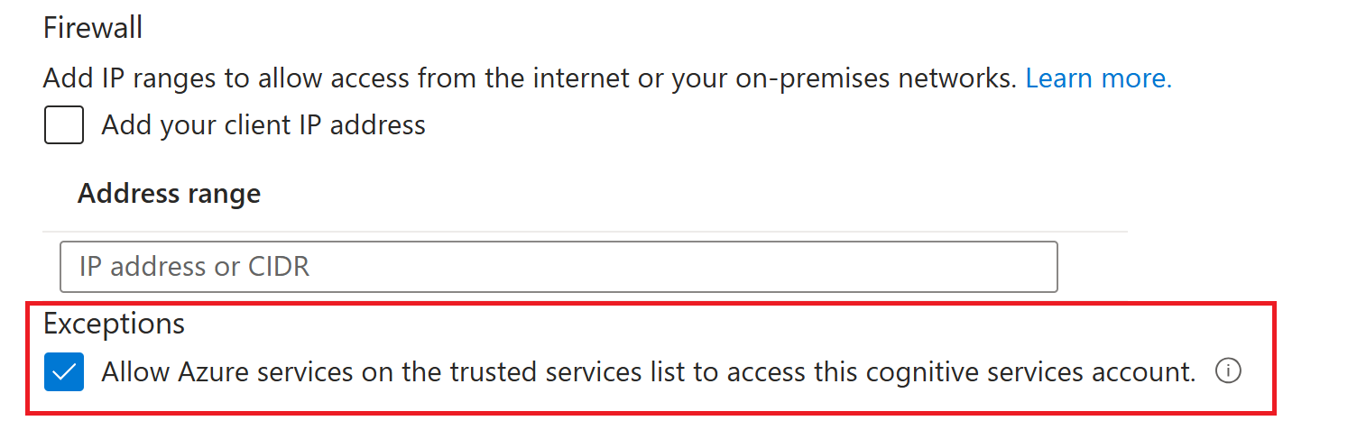 Screenshot of allow Azure services enabled in Foundry.