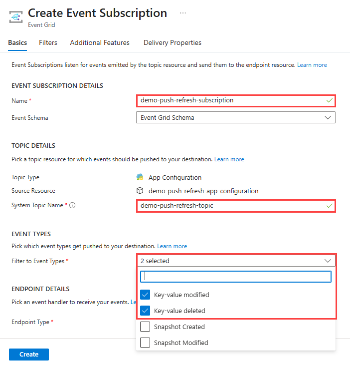 Create event subscription