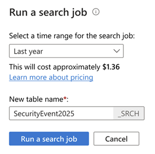 Screenshot showing cost estimation preview.