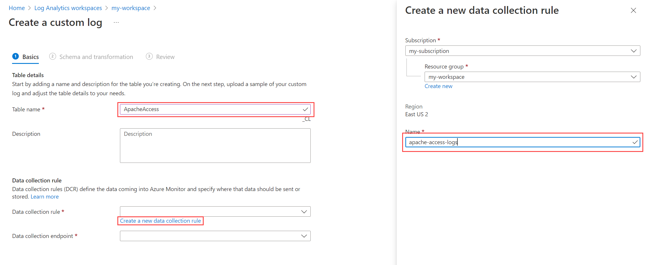 Screenshot showing new data collection rule.