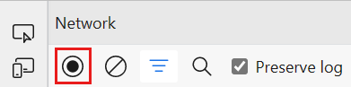 Screenshot showing how to record the network log in Edge.