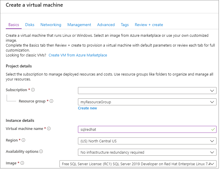 Screenshot of the Basics tab.