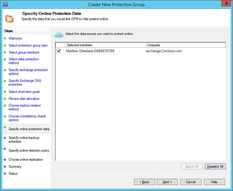Specify online protection data