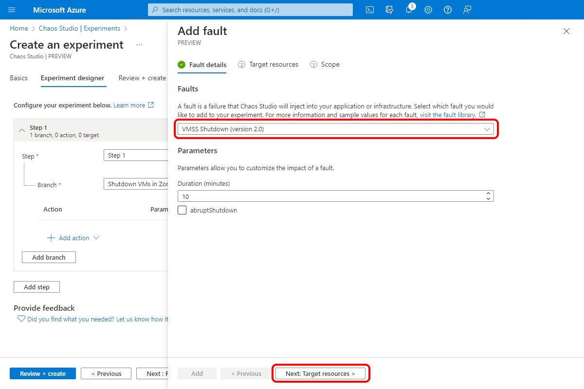 Screenshot that shows the fault details view.