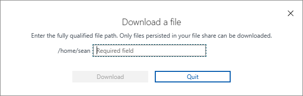 Screenshot of the download dialog box in Cloud Shell.
