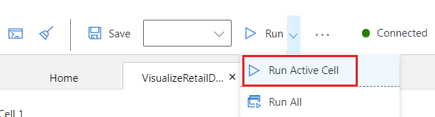 Screenshot of the 'Run Active Cell' option in the menu.