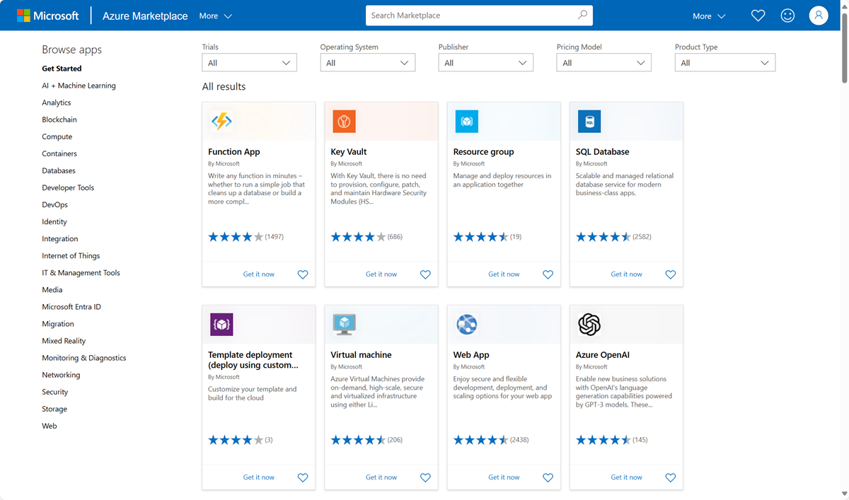Browse apps in Azure Marketplace