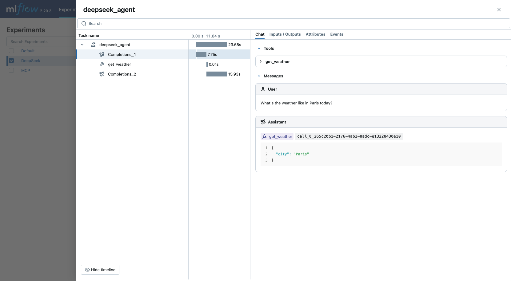Deepseek Tracing using autolog