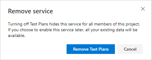 Disable a service confirmation dialog