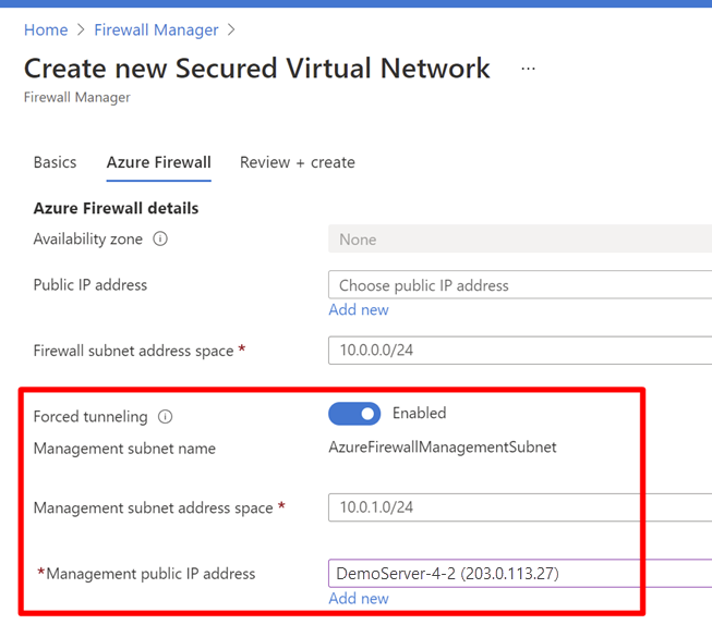 Configure forced tunneling