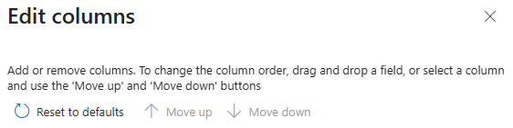 Screenshot of where to reset to the default column settings.