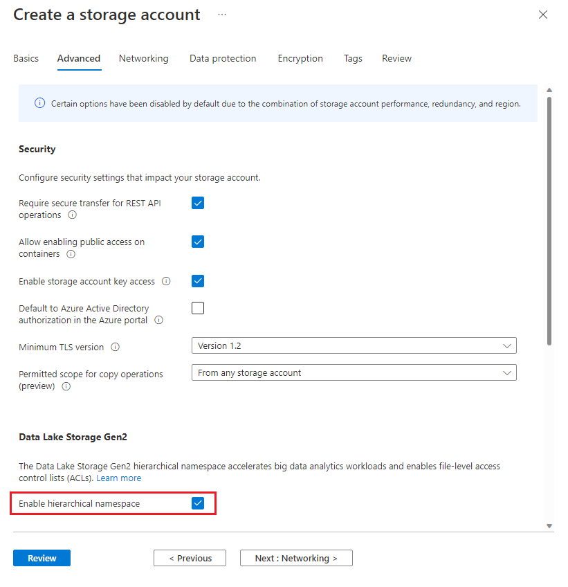 Screenshot that shows how to select Azure Date Lake Gen2 storage.