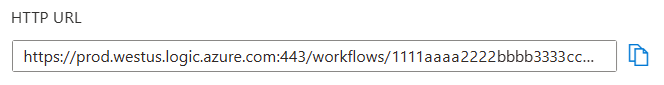 Screenshot shows the Request trigger's generated endpoint URL for receiving requests in a Consumption workflow.