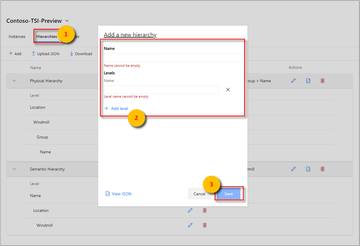 Hierarchy + Add button.
