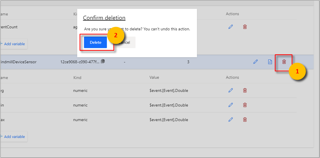 Delete a type by selecting Delete.